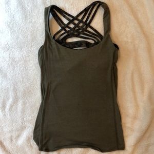 Lululemon Athletica army green criss cross tank
